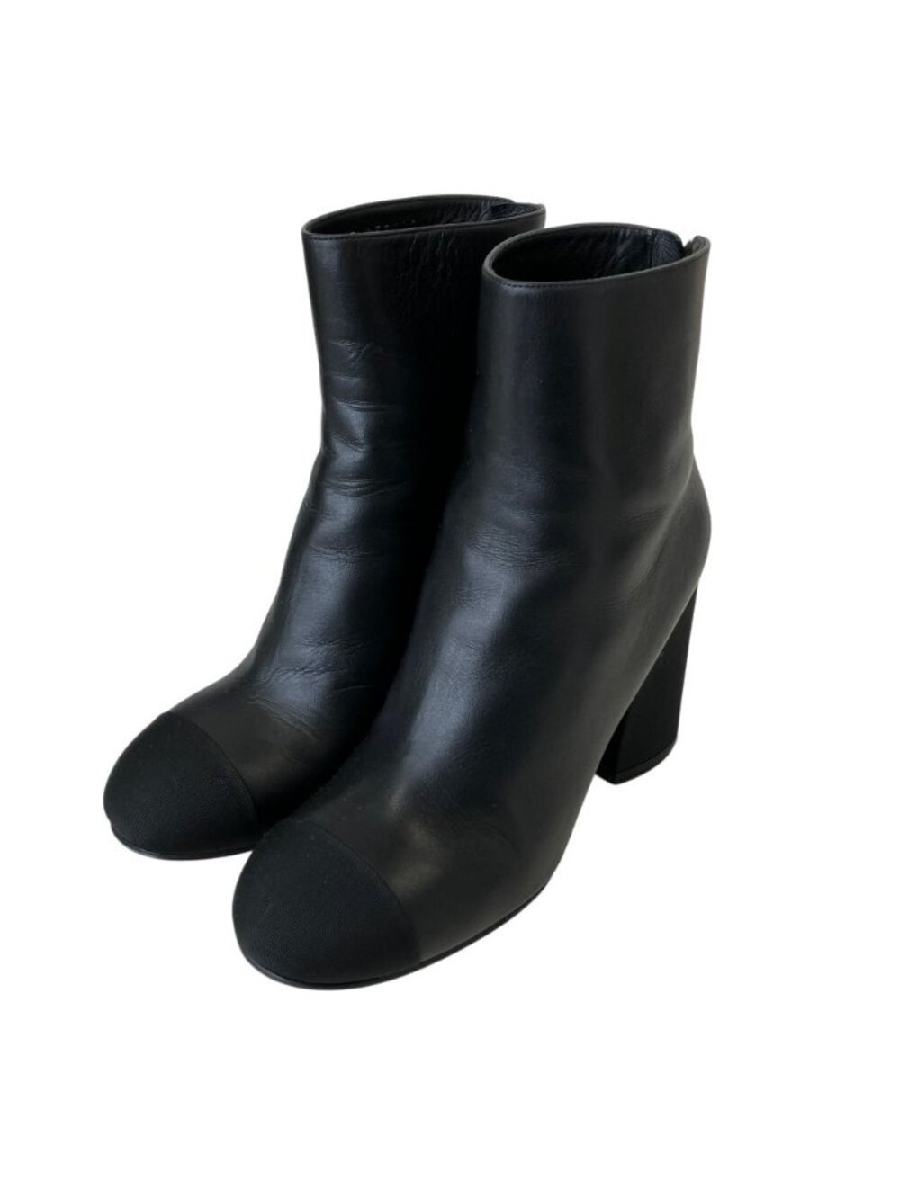 Chanel CC Logo Leather Ankle Boots Black 37.5